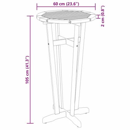 Градинска бар маса Ø60x105 см масивна акация