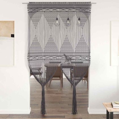 Завеса макраме, антрацит, 140x240 см, памук