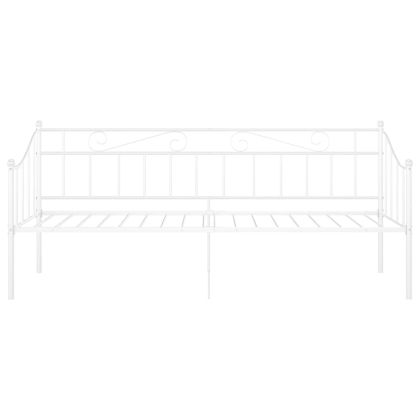 Рамка за легло, разтегателен диван, бяла, метал, 90x200 см