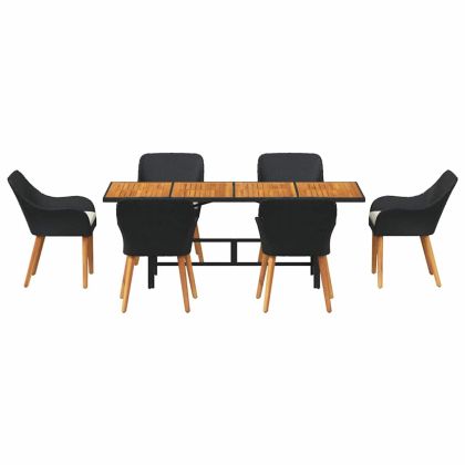 Комплект за хранене в градината 7 pcs Черно полиратан