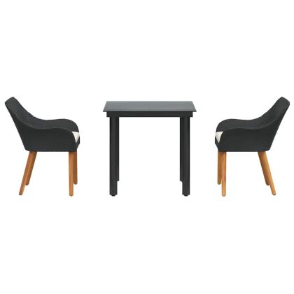 Комплект за хранене в градината 3 pcs Черно полиратан