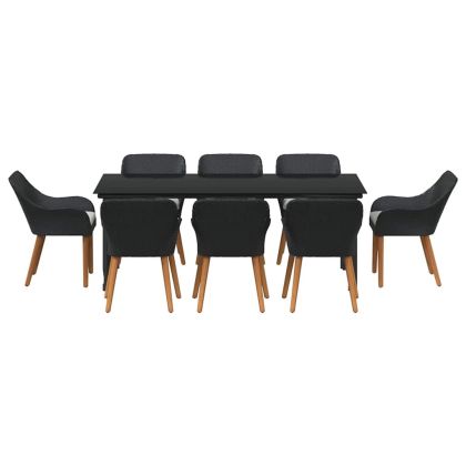 Комплект за хранене в градината 9 pcs Черно полиратан