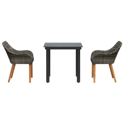 Комплект за хранене в градината 3 pcs Сив полиратан