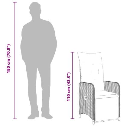 Градински бистро комплект с възглавници 11 части сив полиратан