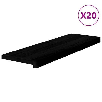 Стълбищни стъпала, 20 бр, тъмнокафяви, 80x30x2 см, дъб масив