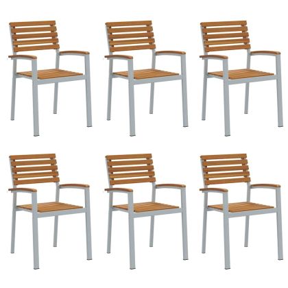 Градински стол 6 pcs Кафяво 56 х 57 х 87 см