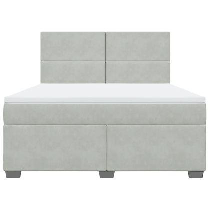 Боксспринг легло с матрак, светлосиво, 180x200 см, кадифе