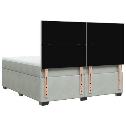 Боксспринг легло с матрак, светлосиво, 180x200 см, кадифе