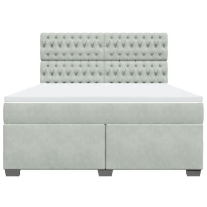 Боксспринг легло с матрак, светлосиво, 180x200 см, кадифе