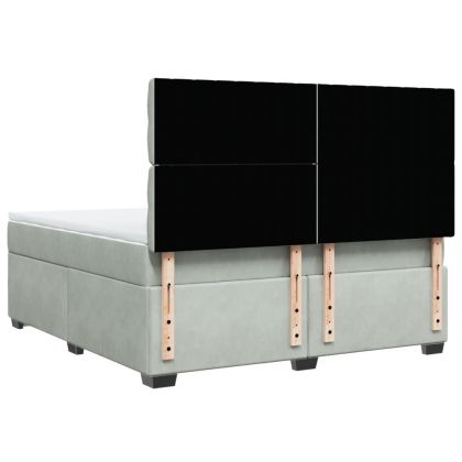 Боксспринг легло с матрак, светлосиво, 180x200 см, кадифе