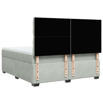 Боксспринг легло с матрак, светлосиво, 180x200 см, кадифе