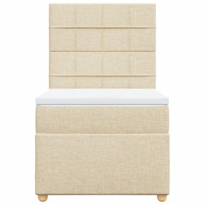 Боксспринг легло с матрак, кремаво, 100x200 см, плат
