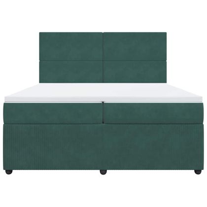 Боксспринг легло с матрак, тъмнозелено, 200x200 см, кадифе