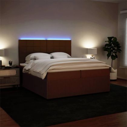 Боксспринг легло с матрак, розово, 200x200 см, кадифе