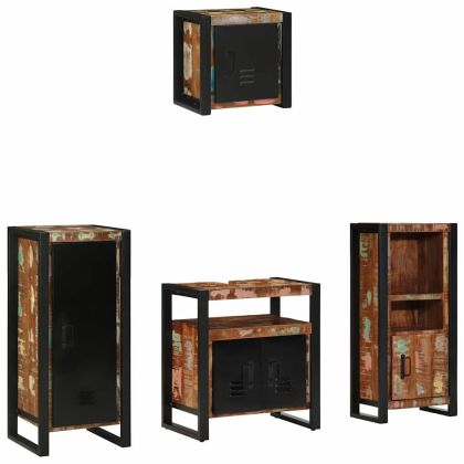 Комплект мебели за баня с рафт 4 pcs Солидно възстановено дърво