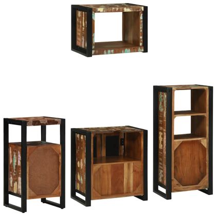 Комплект мебели за баня с рафт 4 pcs Солидно възстановено дърво