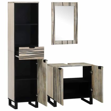 Комплект мебели за баня с чекмедже 3 pcs Бяло Инженерно дърво