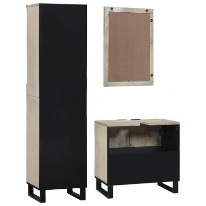 Комплект мебели за баня с чекмедже 3 pcs Бяло Инженерно дърво