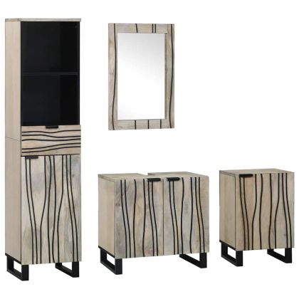 Комплект мебели за баня 4 pcs Орехово кафяво Инженерно дърво
