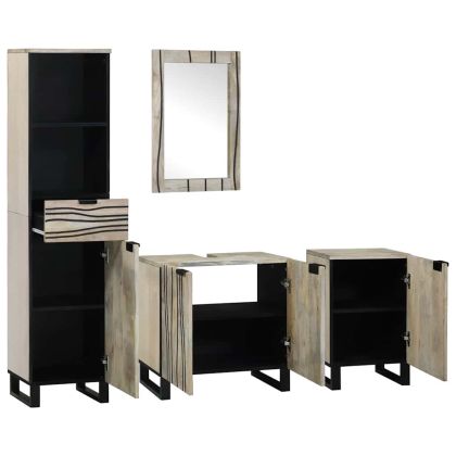 Комплект мебели за баня 4 pcs Орехово кафяво Инженерно дърво