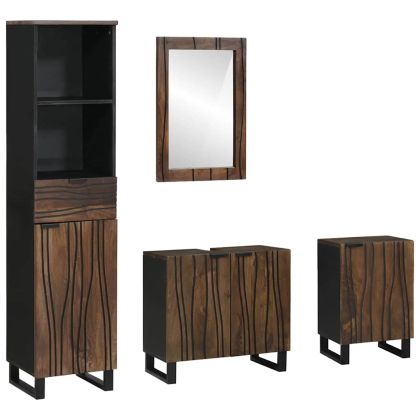 Комплект мебели за баня с чекмедже 4 pcs Бяло Инженерно дърво