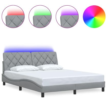 Рамка за легло със светодиод без матрак, 160x200 см, плат