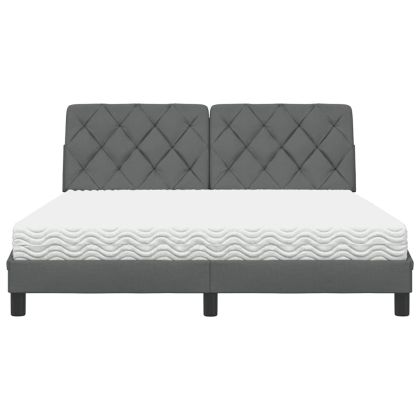 Легло с матрак, тъмносиво, 160x200 см, плат