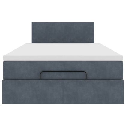 Османска легло с матрак и LED, тъмносиво, 120x190 см, кадифе