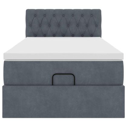 Османска легло с матрак и LED, тъмносиво, 80x200 см, кадифе