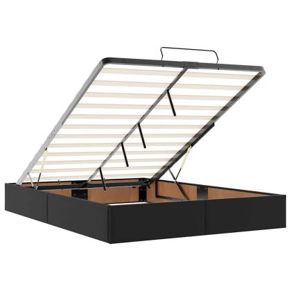 Османска легло с матрак, черно, 140x200 см, изкуствена кожа