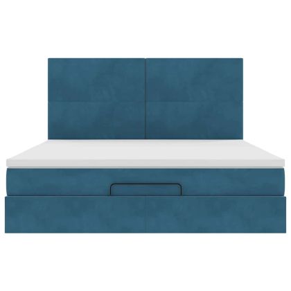 Османска легло с матраци, тъмносиньо, 180x200 см, кадифе