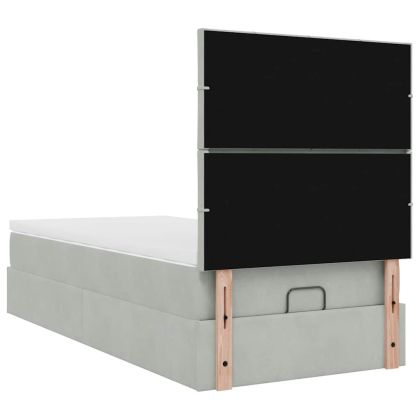 Османска легло с матраци, светлосиво, 100x200 см, кадифе