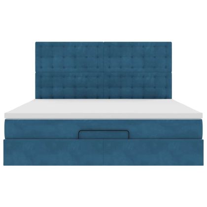 Османска легло с матраци, тъмносиньо, 180x200 см, кадифе