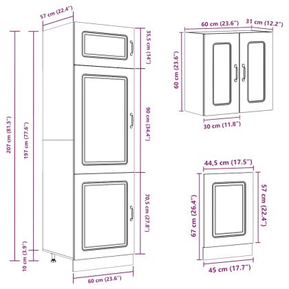 Комплект кухненски шкафове от 8 части Kalmar, инженерно дърво