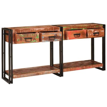 Конзолни маси с чекмедже 2 pcs Многоцветен 161 x 33 x 75 см