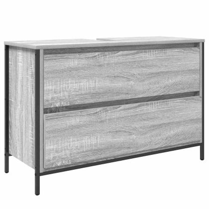 Комплект мебели за баня с рафт 3 pcs Сив Сонома Инженерно дърво