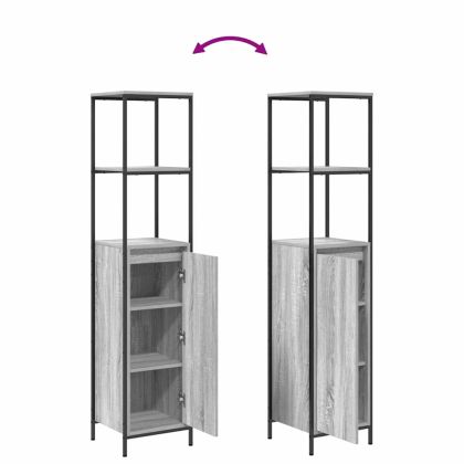 Комплект мебели за баня с рафт 5 pcs Сив Инженерно дърво