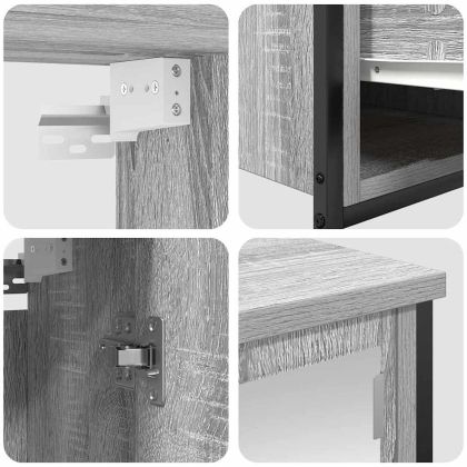 Комплект мебели за баня с рафт 5 pcs Сив Сономски дъб и черно