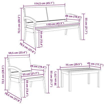 Бистро комплект с възглавница 4 pcs Кафяво Полиестер