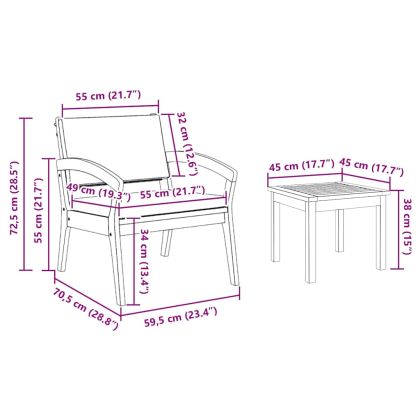 Бистро комплект с възглавница 5 pcs Кафяво Полиестер