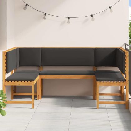 Комплект градинска пейка 5 pcs Кафяво Солидно акациево дърво