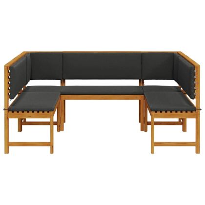 Комплект градинска пейка 5 pcs Кафяво Солидно акациево дърво