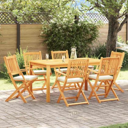 Сгъваем стол с възглавница 6 pcs Бяло 49 x 57.5 x 92см