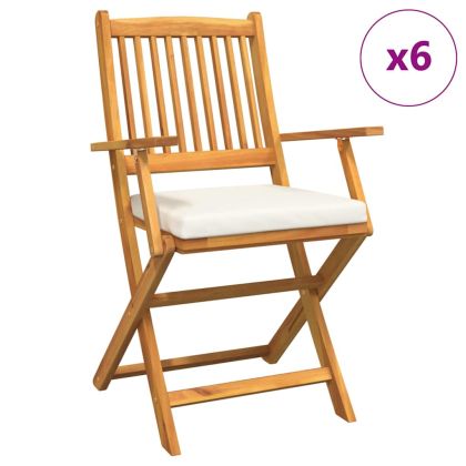 Сгъваем стол с възглавница 6 pcs Бяло 49 x 57.5 x 92см
