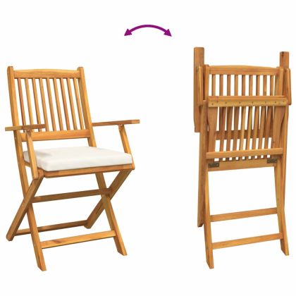 Сгъваем стол с възглавница 6 pcs Бяло 49 x 57.5 x 92см