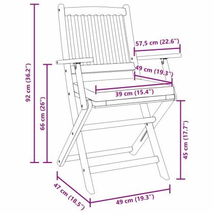 Сгъваем стол с възглавница 6 pcs Бяло 49 x 57.5 x 92см