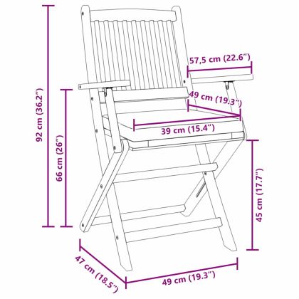 Сгъваем стол с възглавница 6 pcs Сив 49 x 57.5 x 92см