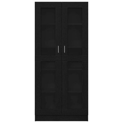 Шкаф за книги Черен дъб 82,5 x 30,5 x 185 см Инженерно дърво