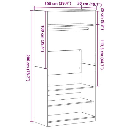 Гардероб Черен дъб 100 x 50 x 200 cm Инженерно дърво