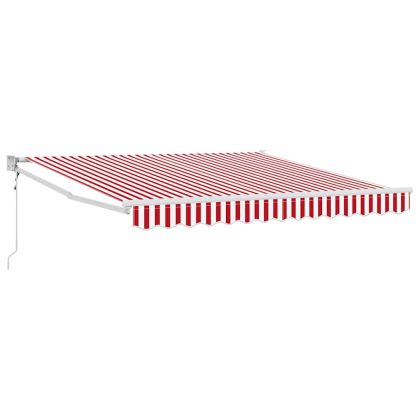 Сгъваем навес Червено и бяло 350 x 250 cm Полиестер и алуминий